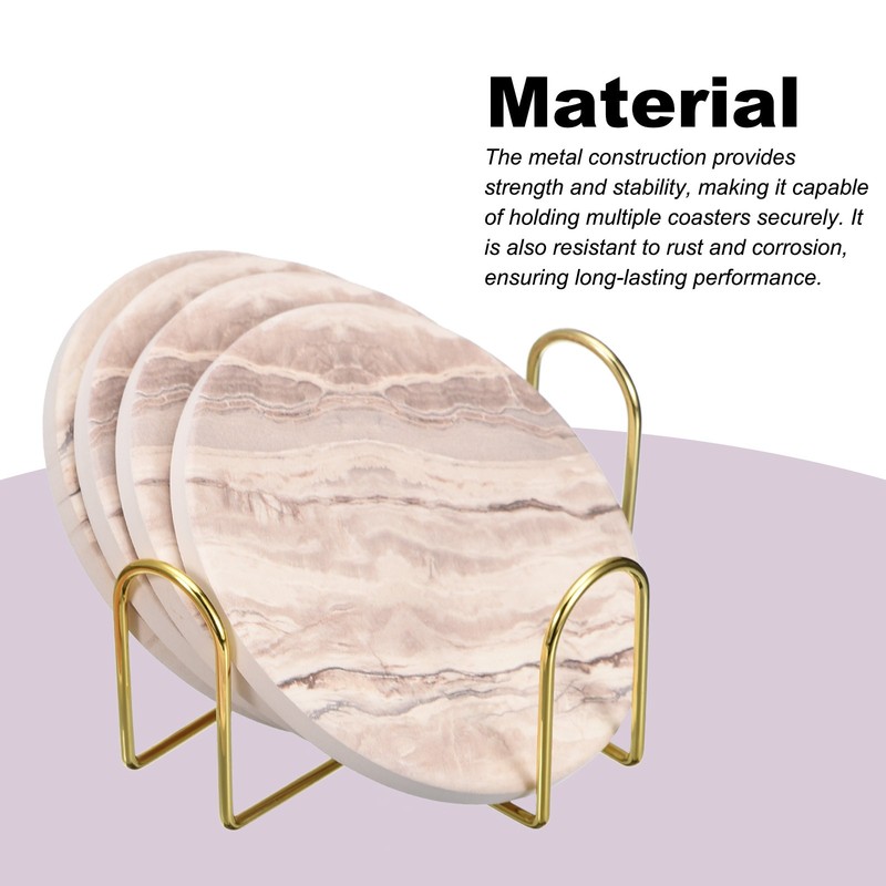 Coaster Holder 4" for Both Round and Square Holds 8 Coasters Gold gallery