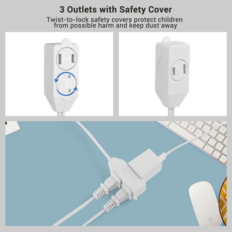 DEWENWILS 12 FT Foot Switch Extension Cord with 3 Outlets and Angled Flat Plug gallery