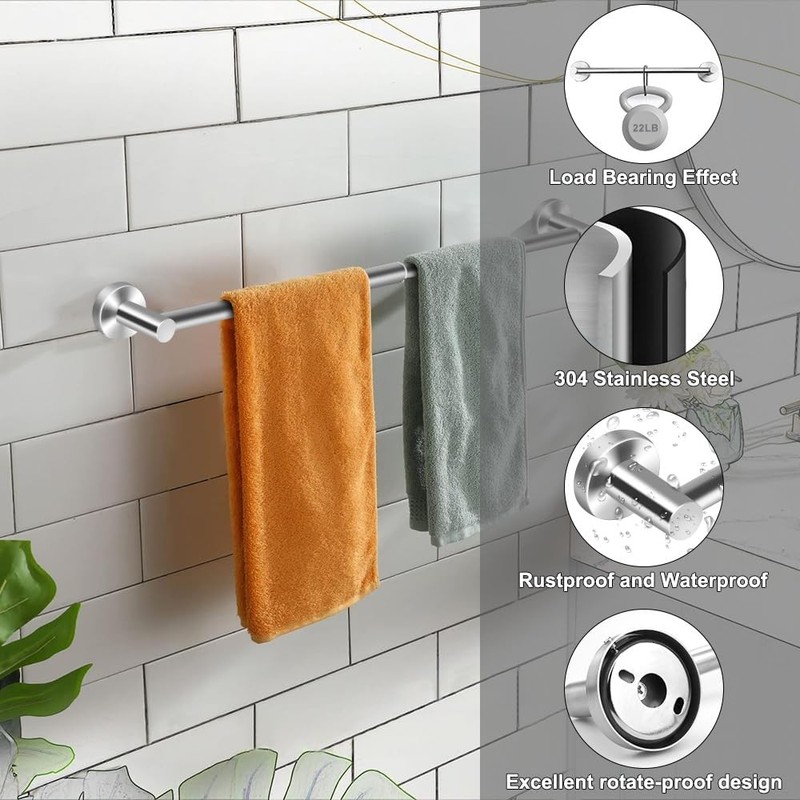 Towel Racks 24 inch Rustproof Towel Bar Wall Mounted Bathroom Accessories gallery