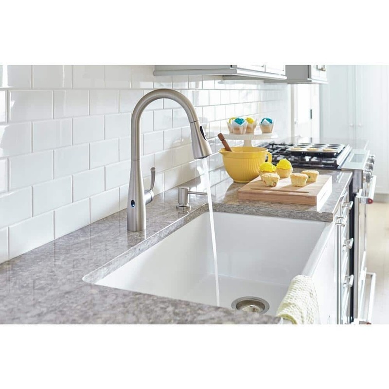 Essie Touchless MotionSense Pull-Down Sprayer Faucet in S. R. Stainless by MOEN gallery