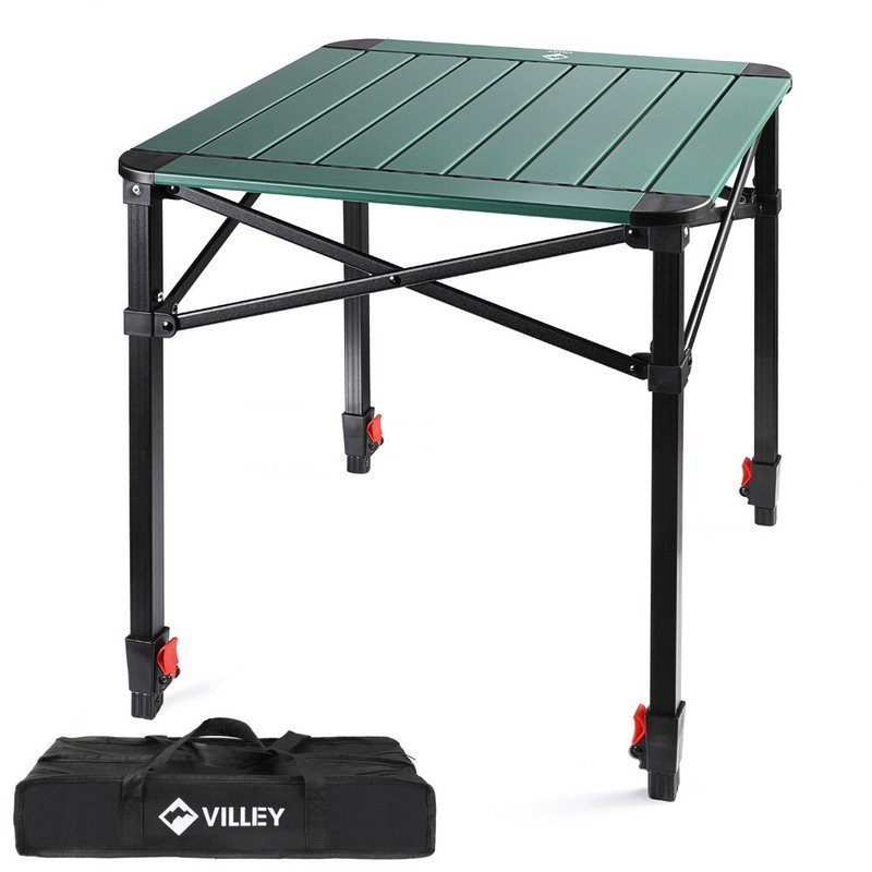 VILLEY Medium Folding Camping Square Table Adjustable Aluminum Table w/Carry Bag gallery