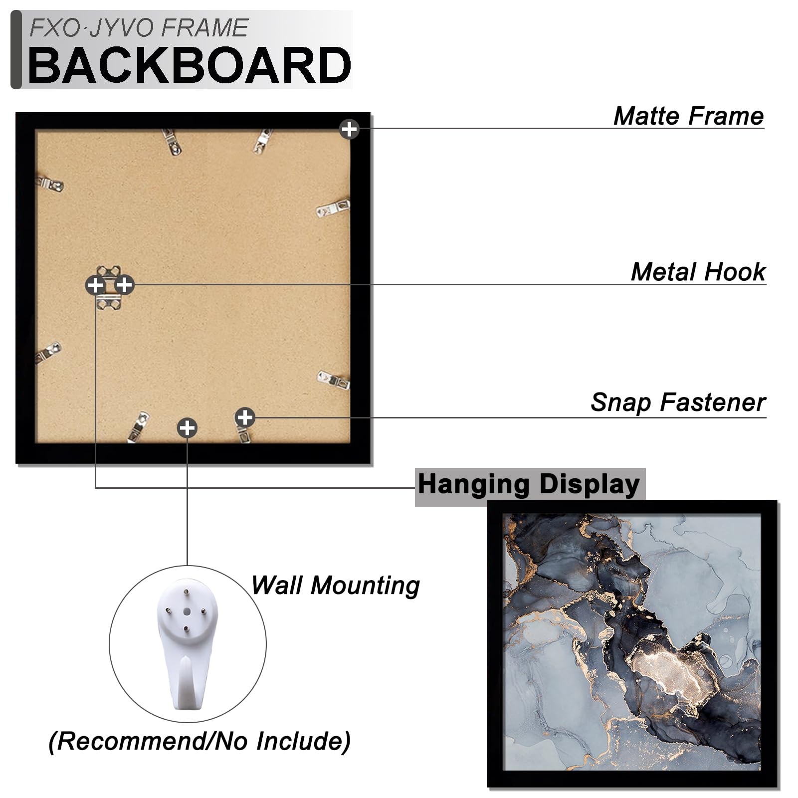 12X12 Picture Frame in Black - Horizontal and Vertical Formats for Wall - Photo gallery