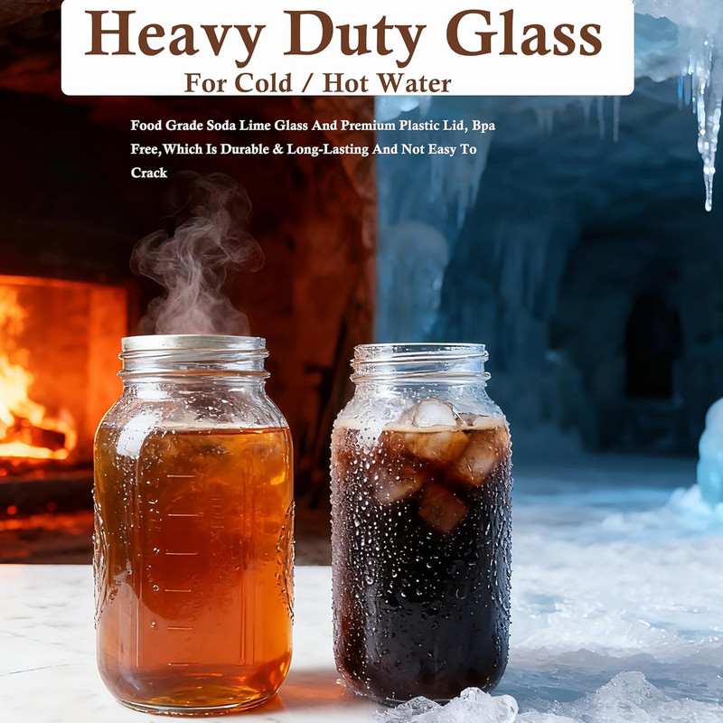 64 OZ Cold Brew Coffee Maker 2 Quart Mason Jar Glass Iced Tea Pitcher with Stain gallery
