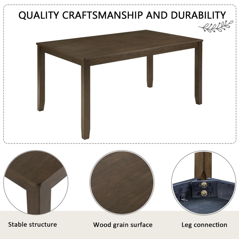 6-Piece Dining Table Set Wood Rectangular Rustic w/ 4 Upholstered Chairs & Bench gallery