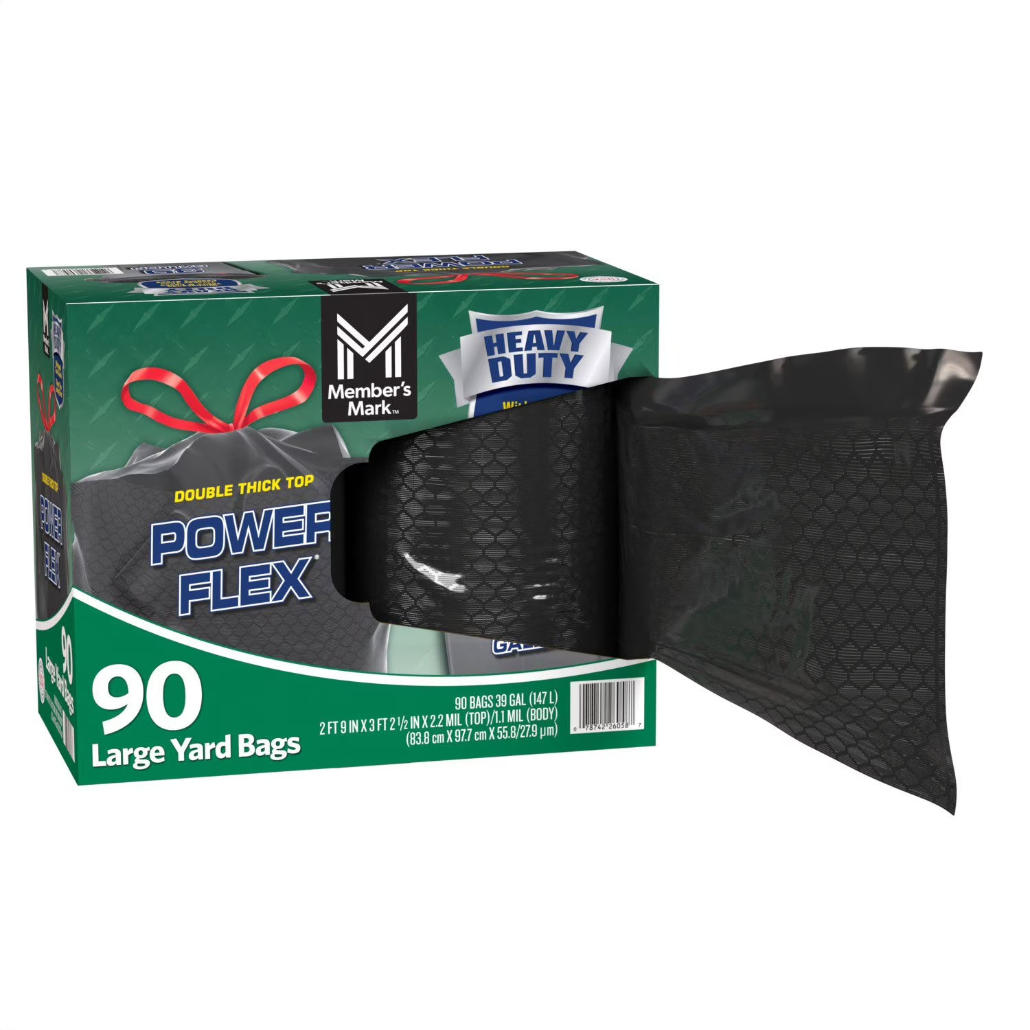Member's Mark 39 Gallon Power Flex Drawstring Yard Trash Bags (90 ct. ) gallery