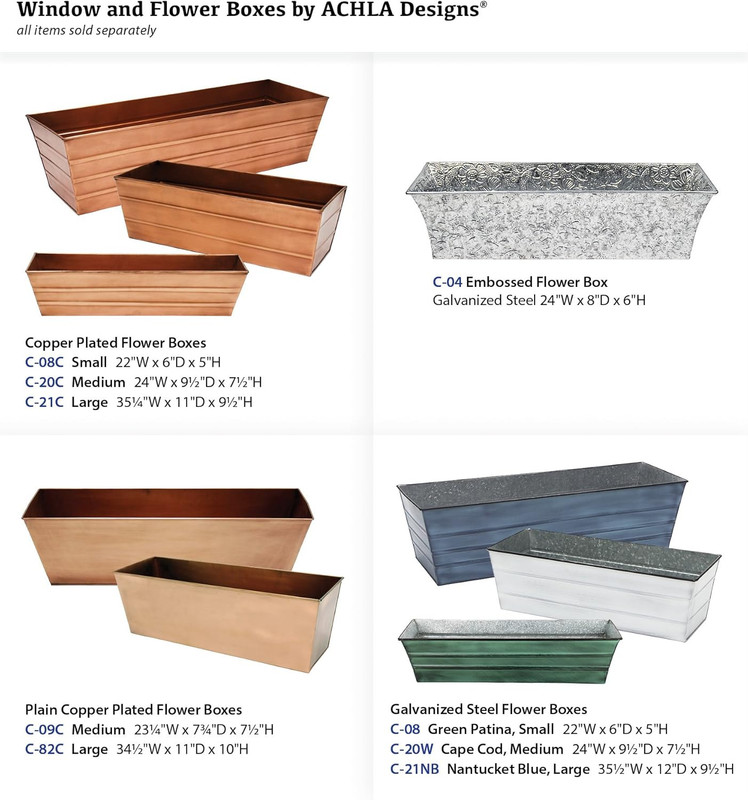 Plain Copper Window Flower Box Planter- Medium (23 1/4"L X 7 3/4"W X 7 1/2"H) gallery
