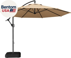 10Ft Offset Patio Umbrella with Base Included, Cantilever Offset Hanging Patio O