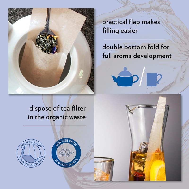 100 Count Disposable Brown Tea Filter Bags - Large, Eco-Friendly Natural Fiber gallery