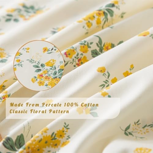 100% Cotton Percale Sheets for Size Bed - 14 Inches Deep King Yellow Floral gallery