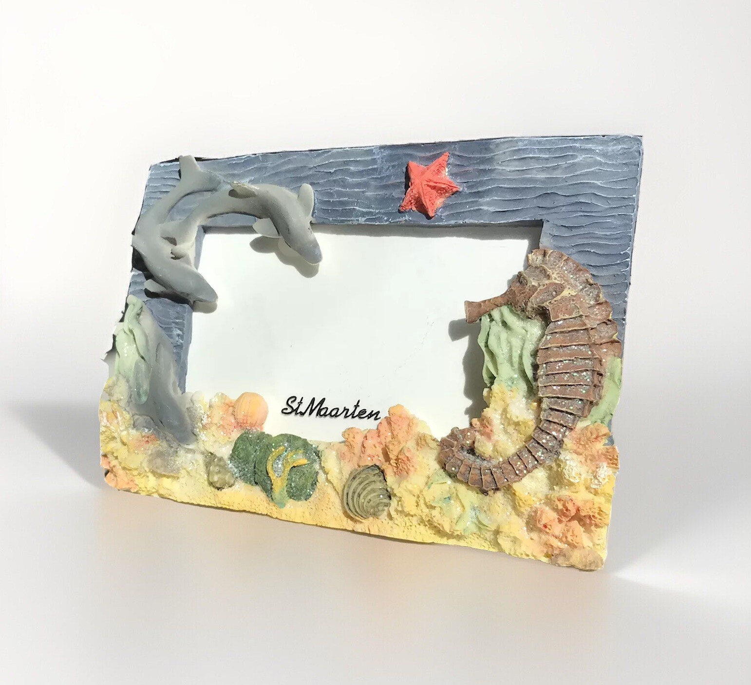 🏝ST. MAARTEN 3D PICTURE FRAME 3x5” Photo Dolphins Seahorse Starfish Shells gallery