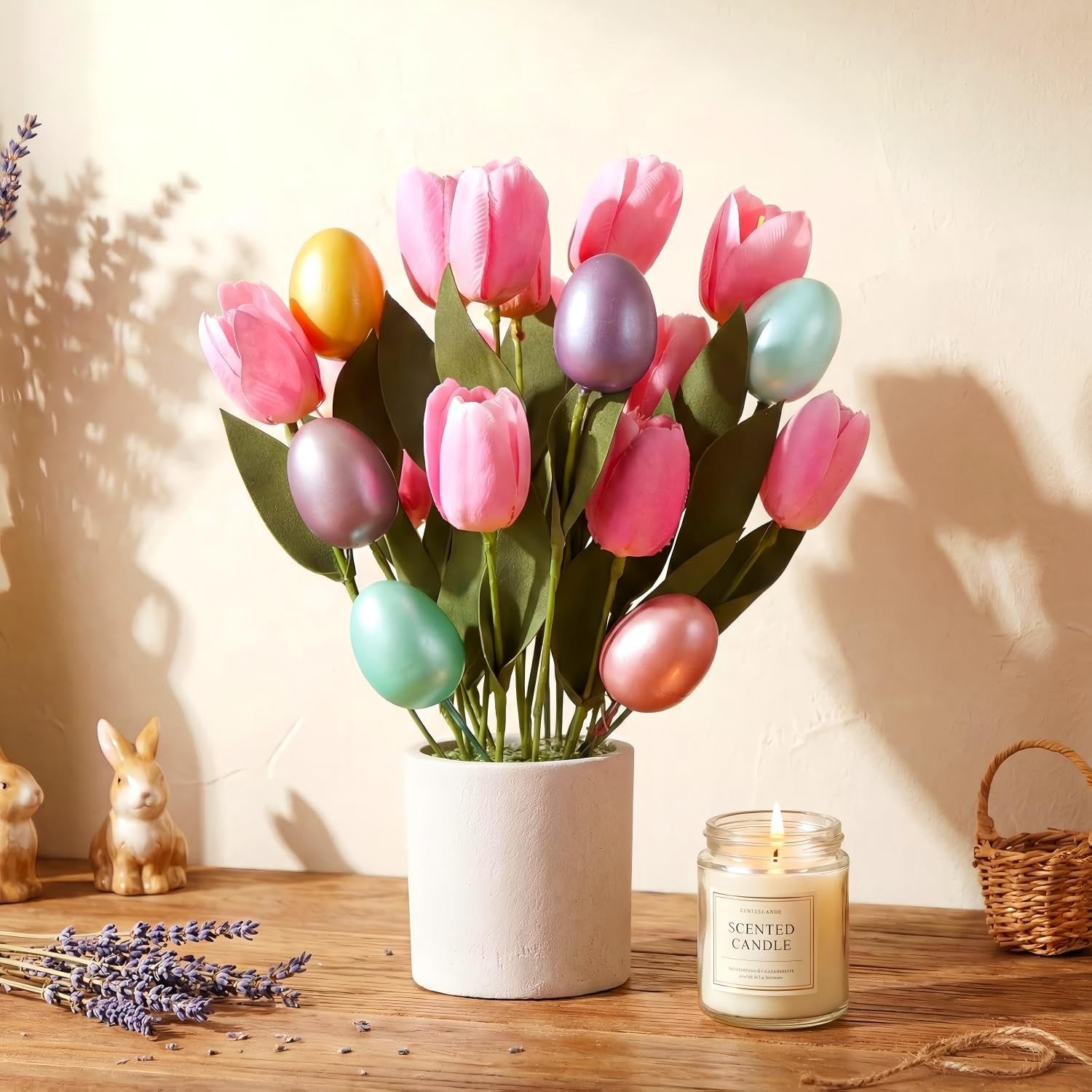 Easter Decoration Artificial Easter Tulip and Egg in Pot 12" Tall Potted Spri... gallery