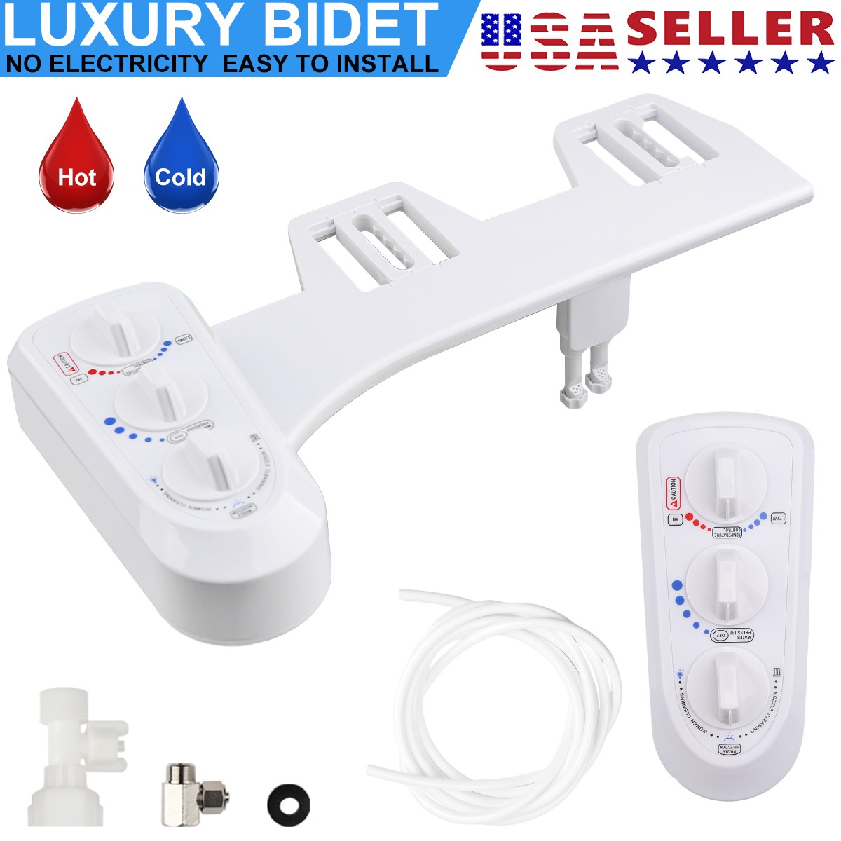 Bidet Fresh Water Spray Kit Non Electric Toilet Seat Attachment Hot Cold Wash gallery