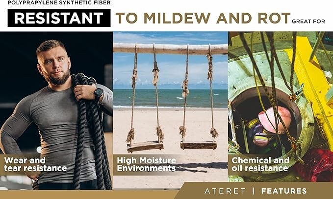 ATERET Twisted 3-Strand TAN Polypropylene Rope Monofilament ALL SIZES gallery