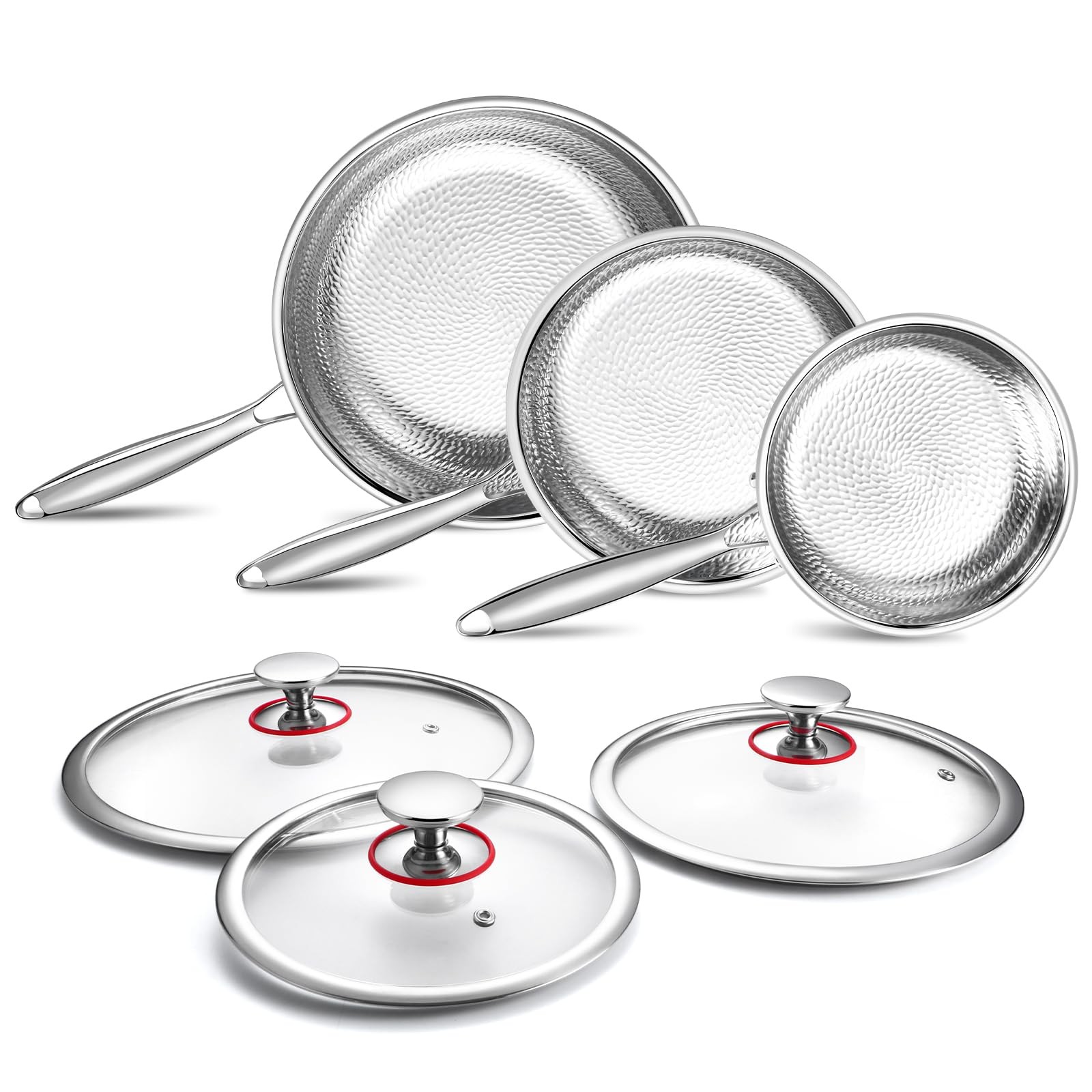 Titanium Non-stick Frying Pan with Lid, 8, 10, and 12 Inch Hammered Nonstick ... gallery