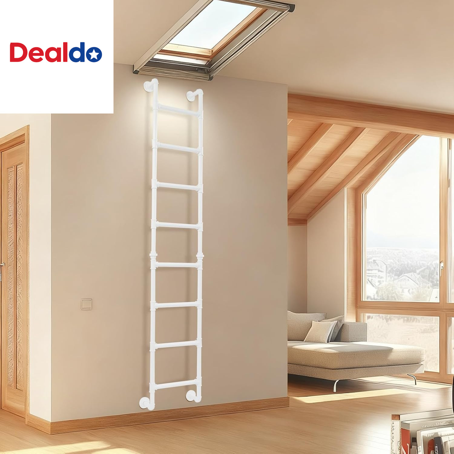Wall Mounted Ladder RV Bunk Bed Ladder Iron Loft Attic Step Ladders, 330Lbs Load gallery