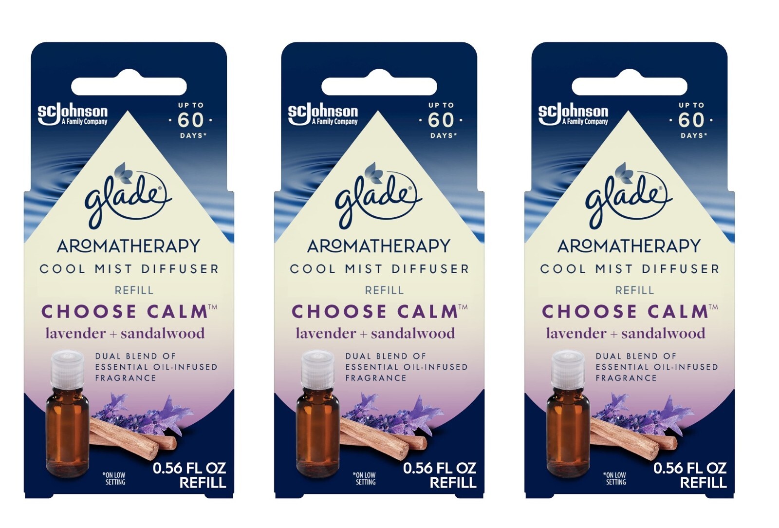3 Pack Glade Cool Mist Diffuser Oil Refill Choose Calm Lavender+Sandalwood 0.56 gallery