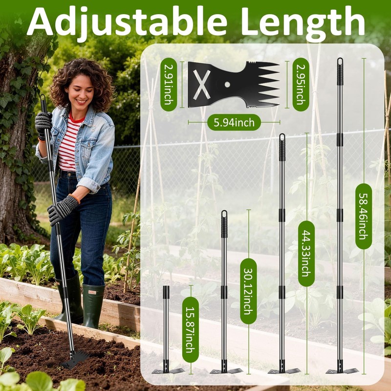 Weed Puller Tool with Long Handle - Adjustable Length Manual Weeder Tool, 2 i... gallery