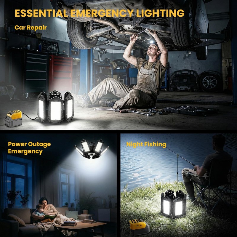 68W LED Work Light - 6800LM Deformable Ceiling Flood Light, USB & Type-C, Garage gallery
