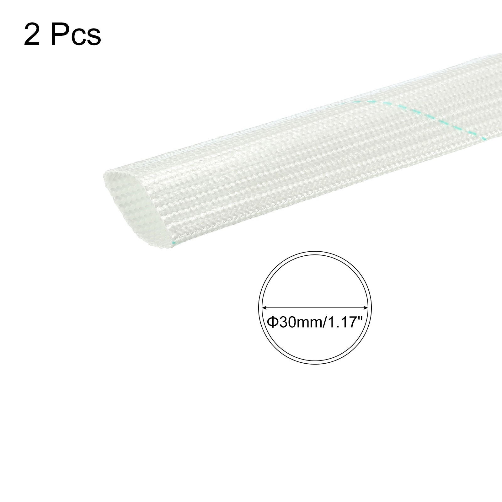 Fiberglass Tube Insulation Sleeve, 30mm/1.17" IDx1m/3.28ft, 2pcs gallery