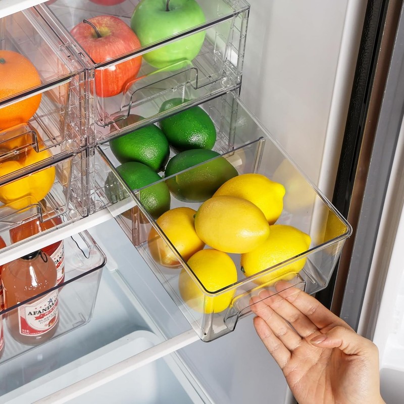 Vtopmart 4 Pack Large Stackable Storage Drawers, Clear Acrylic, 12"Lx7.5"Wx4.4"H gallery