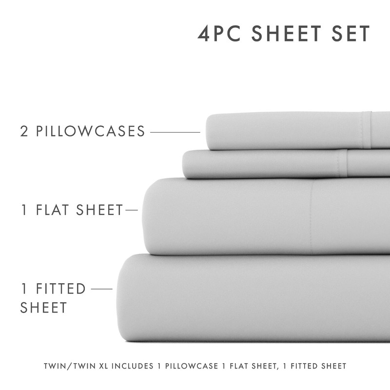 Kaycie Gray Basics Softest Microfiber 4PC Sheets Set Deep Pocket gallery
