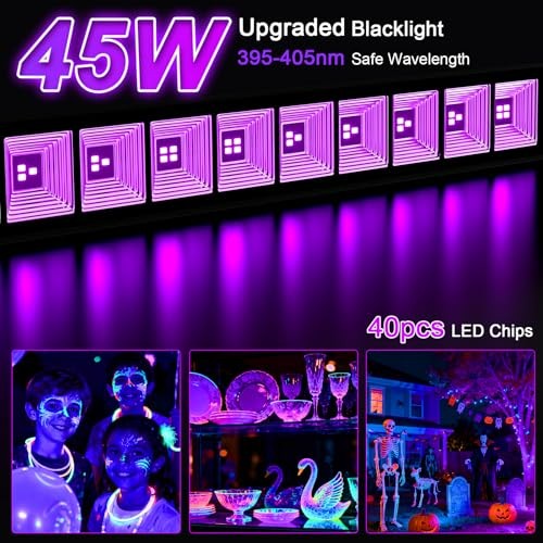 45W LED Black Light Bars IP65 Blacklights with 59inch Plug& 15.7in-2packs gallery