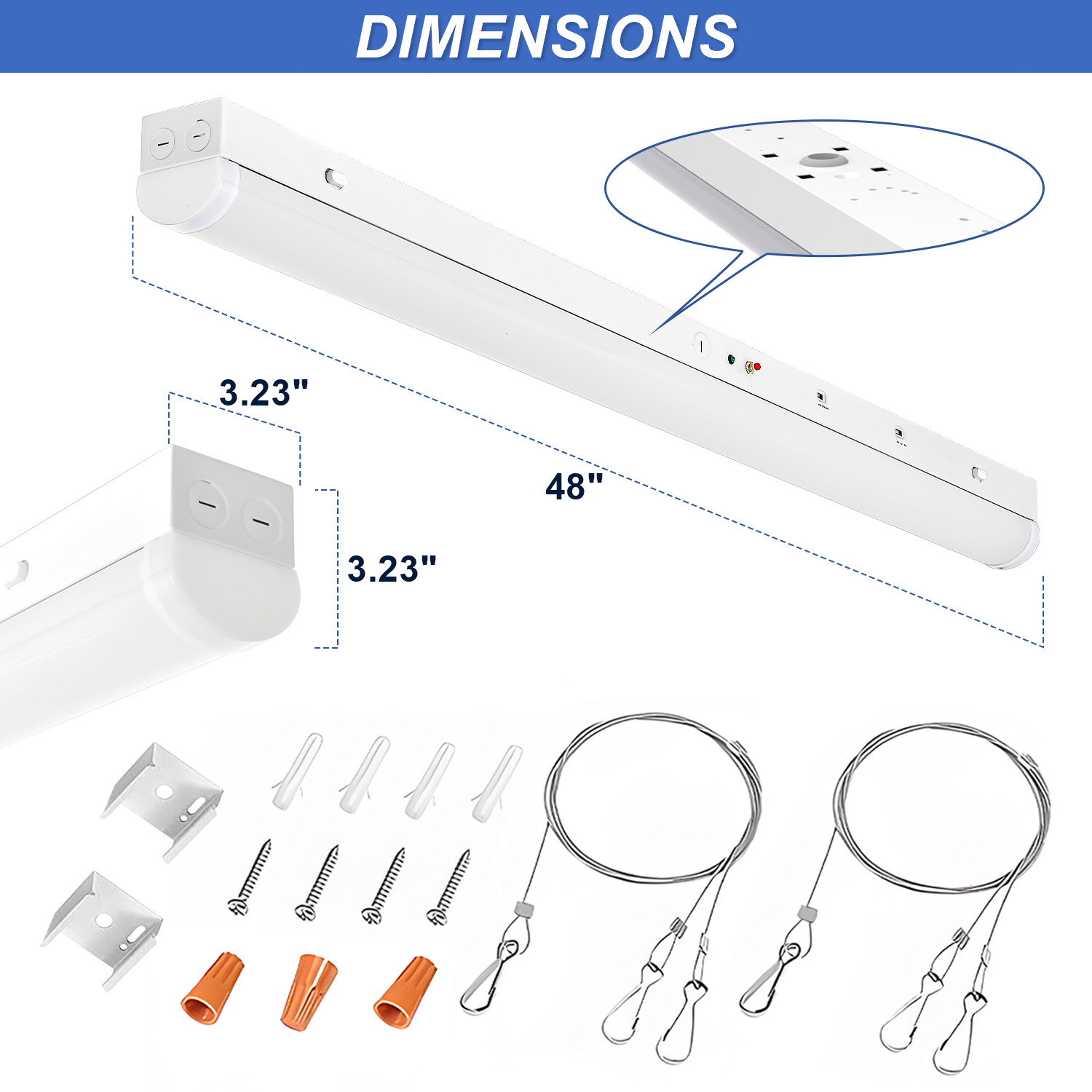 4FT LED Linear Strip Light /w 90 Mins Emergency Battery Backup 3Wattage 3CCT 4PC gallery