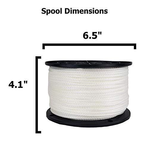 Nylon Rope 1/8-In 500 Ft Solid Braid 350 lb UV Resistant White Made USA Spool gallery