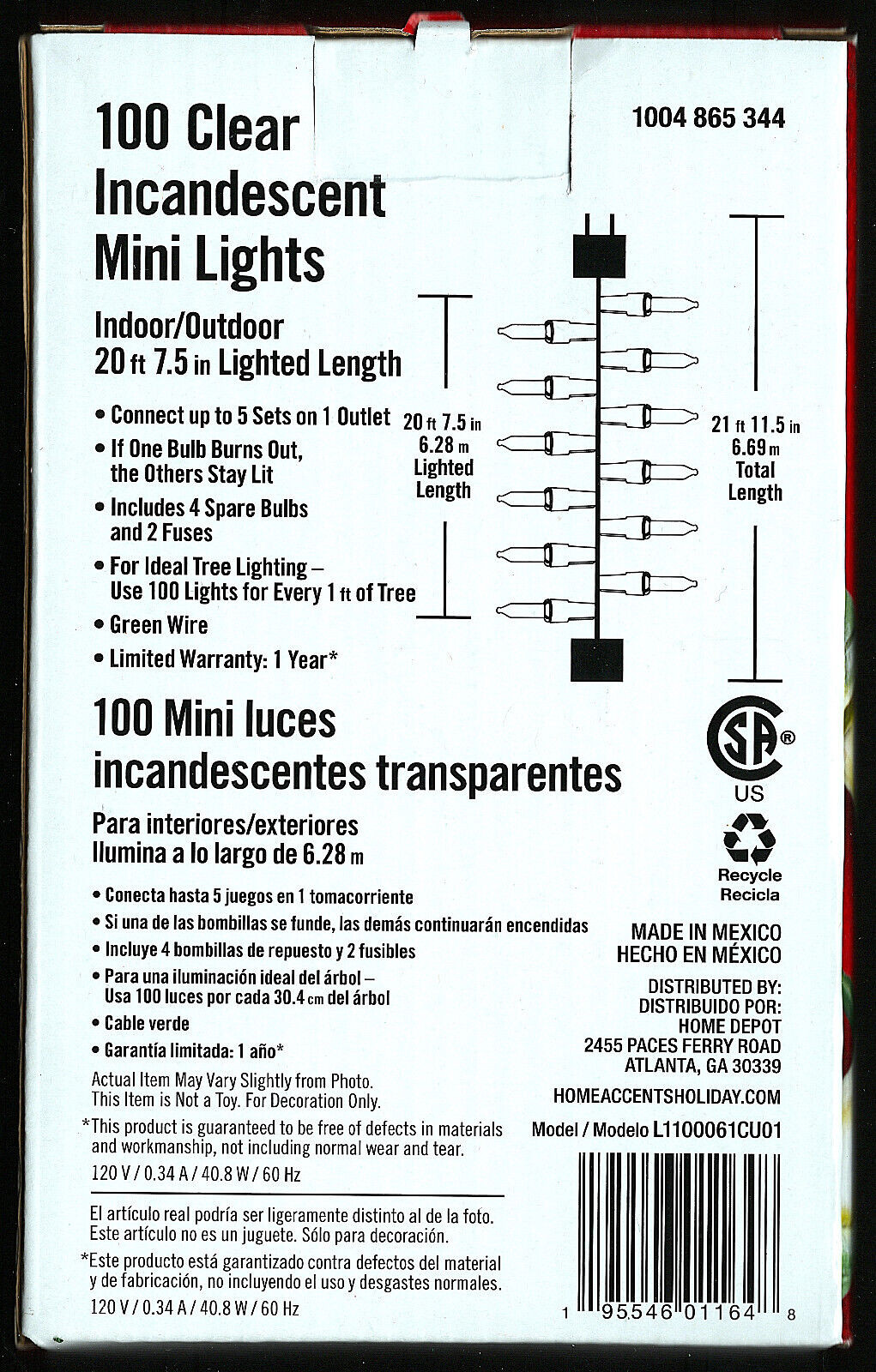 100 Mini Incandescent Clear Christmas Lights Green Wire by Home Accents gallery