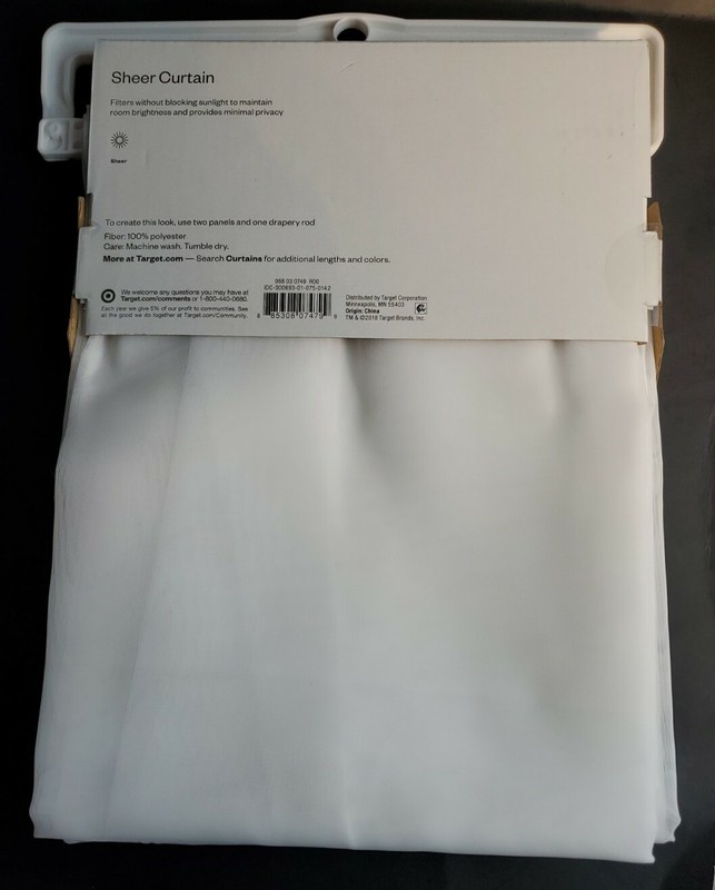 One (1) ROOM ESSENTIALS™ Sheer Window Curtain Panel 60" W x 84" L - NIP gallery