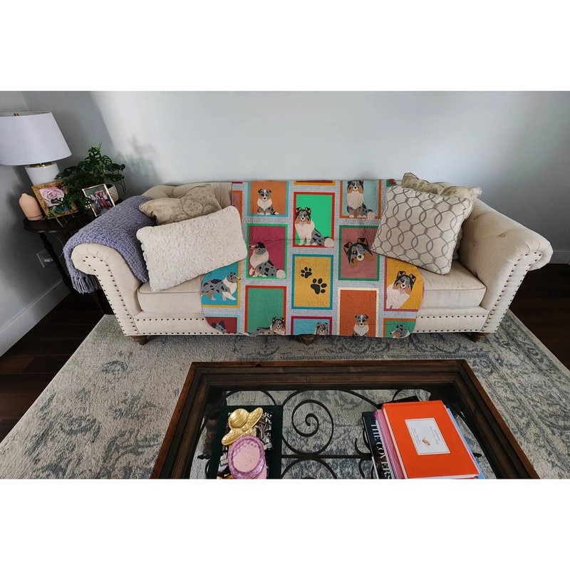 Blue Merle Sheltie Quilted Blanket Cozy Throw Durable Dog Bed Cover Soft Comfort gallery
