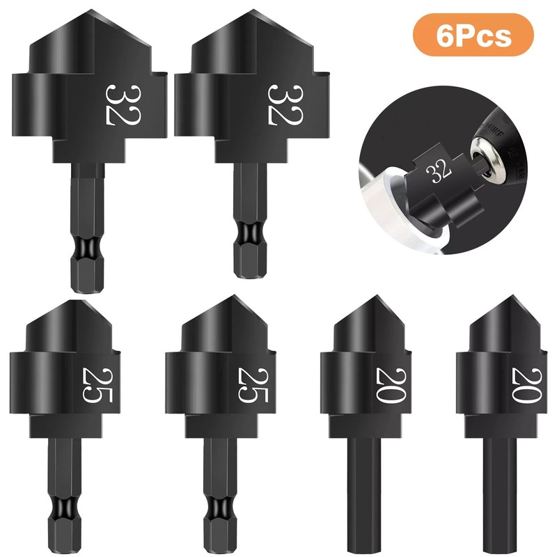 1/4" Hex Shank Design 6Pack PPR Lifting Stepped Drill 20mm/25mm/32mm Diameter gallery