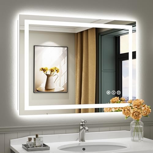 40"x30" LED Bathroom Mirror with Lights, Backlit 40"L x 30"W Backlit+front Lit gallery