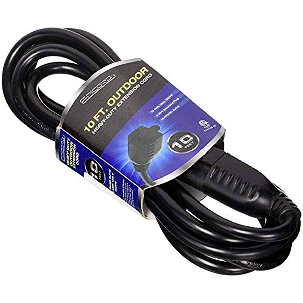 16/3 Extension Cord Outdoor Extension Cord (10 ft) Waterproof Black extension US gallery