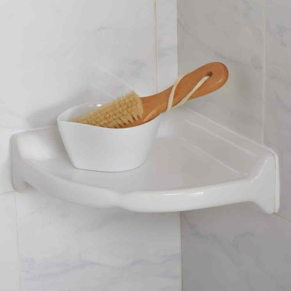 Daltile Corner Shower Shelf Tile Wall Mounted 8 5in Ceramic Bright White gallery