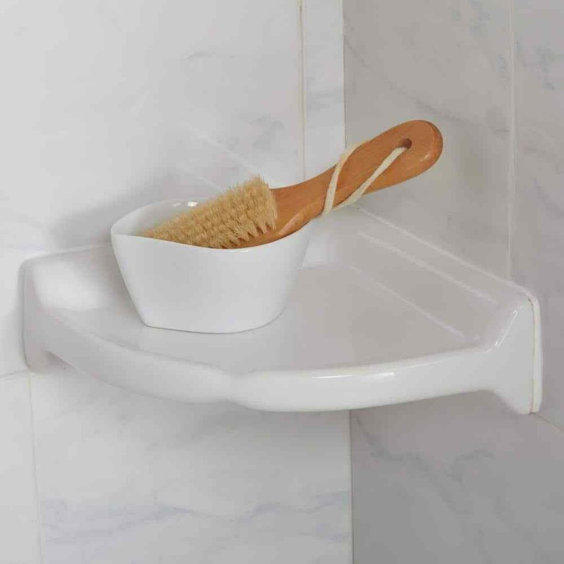 Daltile Corner Shower Shelf Tile Wall Mounted 8 5in Ceramic Bright White gallery