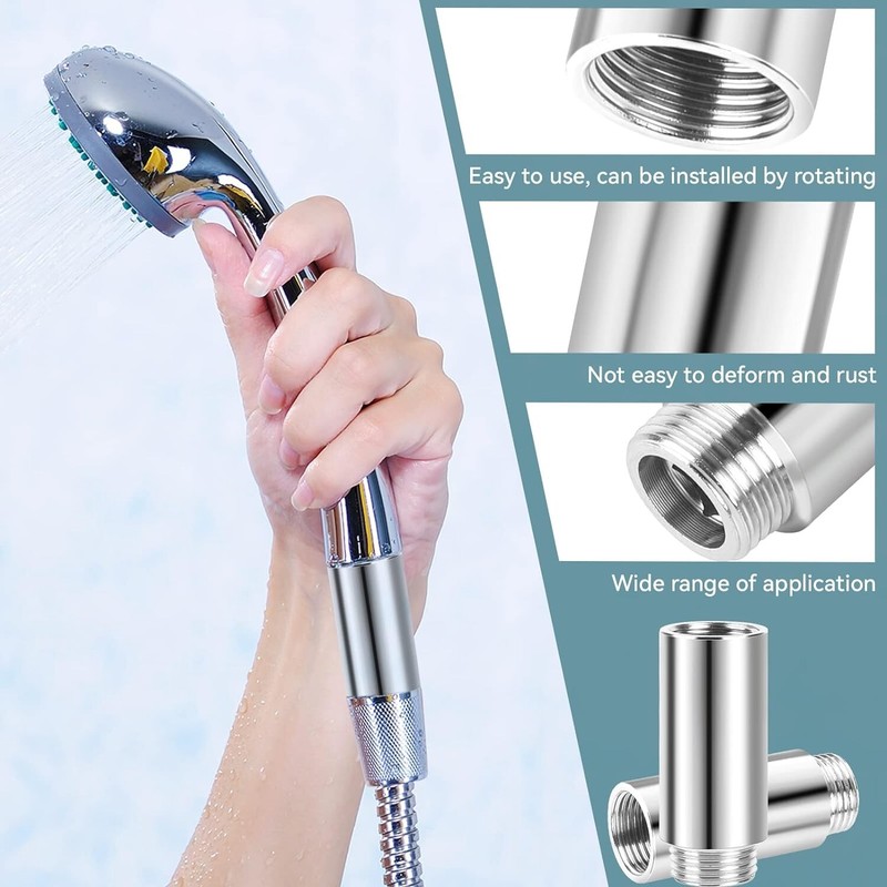 Shower Head Extension Pipe 2 Pcs Stainless Steel Bathroom Shower Extension Arm gallery