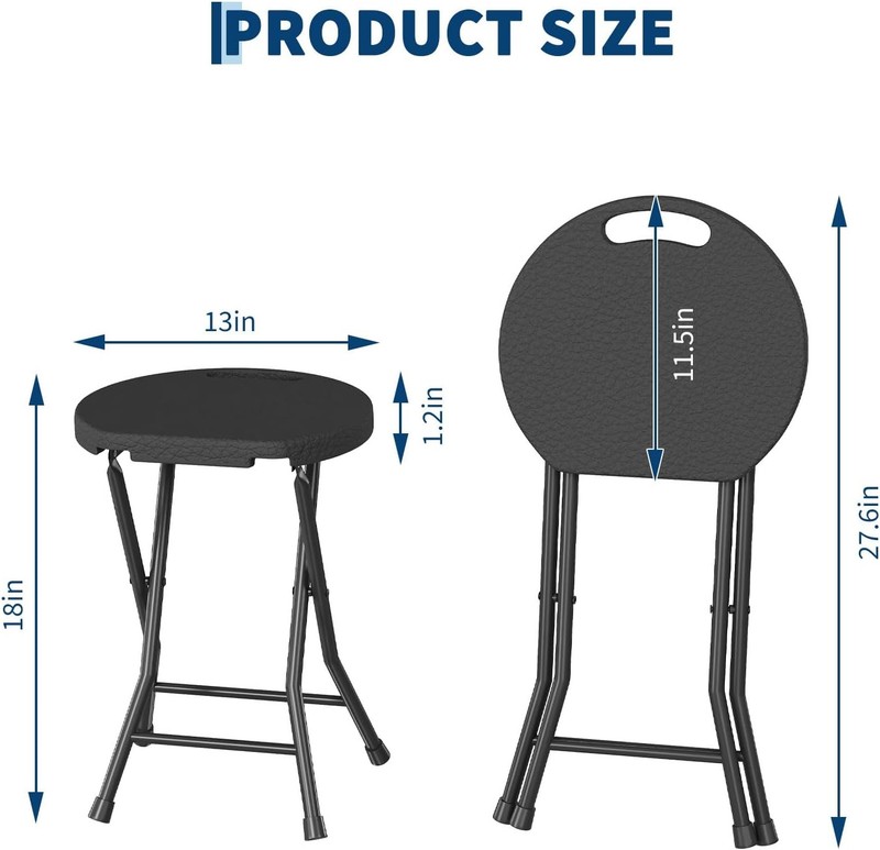 Foldable Stool Chair with Handle Heavy Duty Portable Round for Dorm Kitchen Set gallery