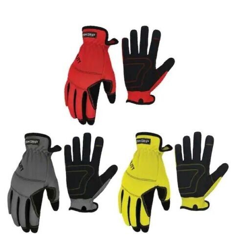 Firm Grip Tough Working Gloves Size Large 3 Pack ~ Red, Yellow, Gray gallery