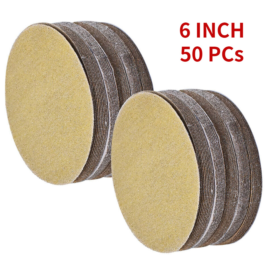 50PACK 150MM 6INCH GOLD SANDINGDISCS NO HOLE SANDPAPER HOOK AND LOOP GRIT 280 gallery