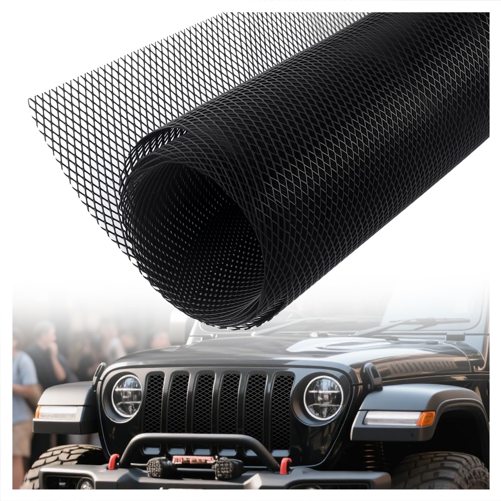 39.37x12.99 Inch Car Grill Mesh, Trimmable Aluminum Mesh Grill with 6×3mm Rhomb gallery