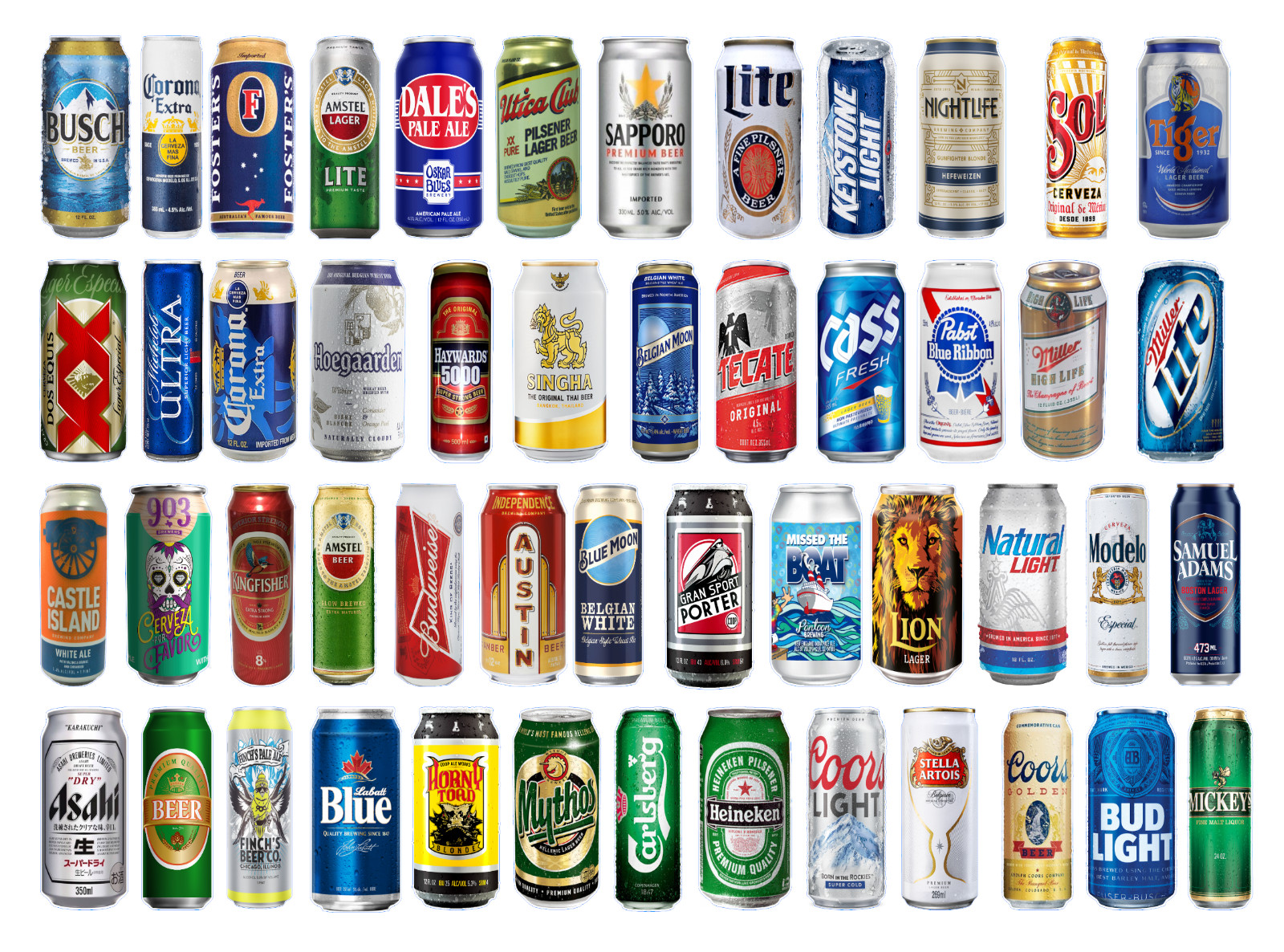 50 pcs "Beer Cans" Sticker Pack (3" high each one) gallery