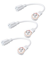 DEWENWILS 360° Rotating Flat Plug Extension Cord 1FT, 125V/13A/1625W, 3 Pack