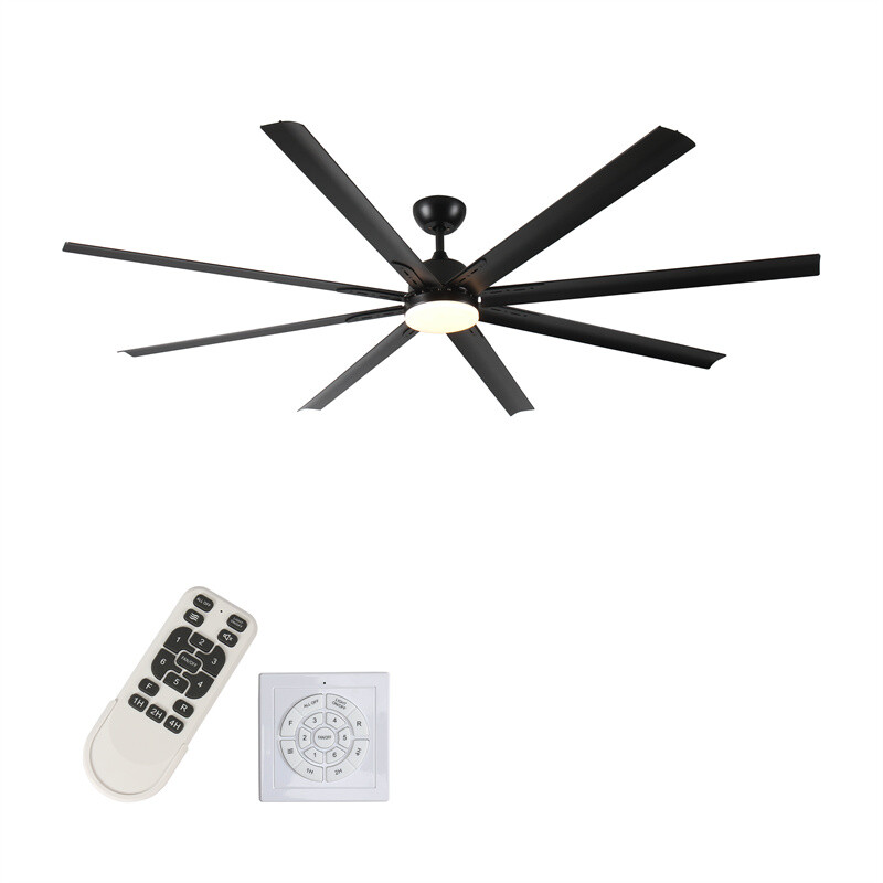 84" Super Large Black LED Ceiling Fan Reversible DC Motor w/Remote & Wall Switch gallery