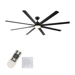 84″ Super Large Black LED Ceiling Fan Reversible DC Motor w/Remote & Wall Switch