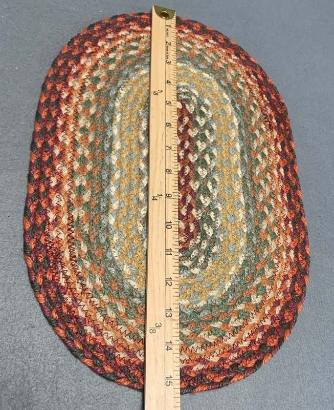 Handwoven Braided Oval Table Mat - Rustic Multicolor Decor 15" x 10" gallery