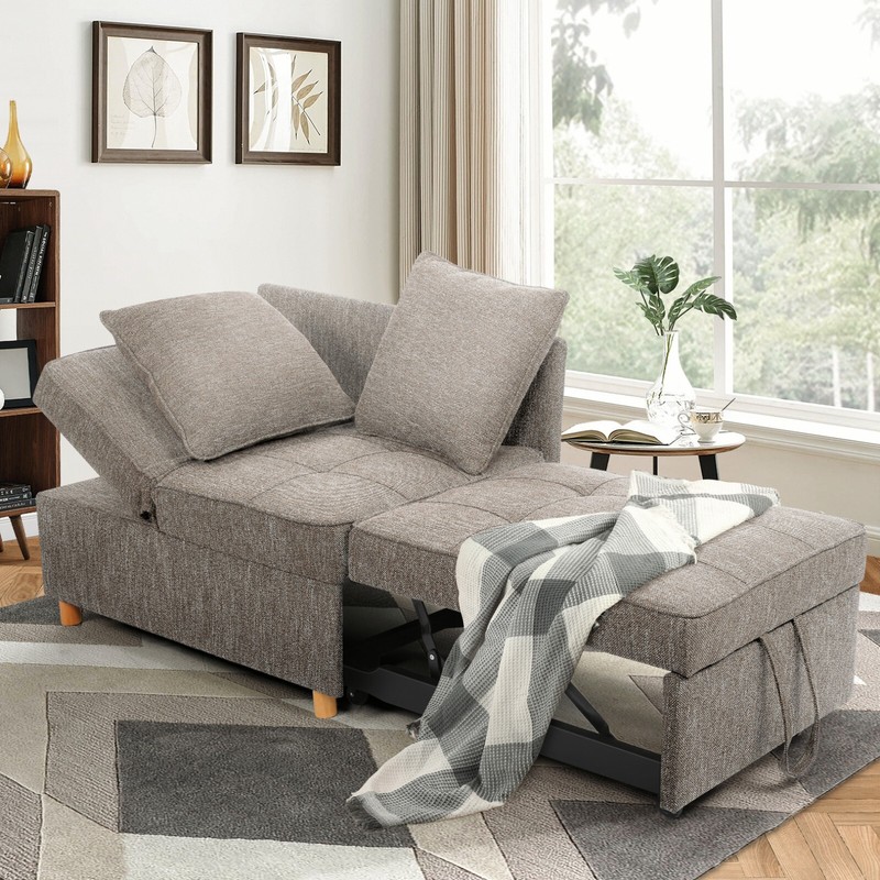 Folding Sofa Bed Chair Ottoman Sleeper Chair Chaise Lounge Adjustable Backrest- gallery