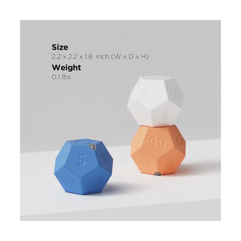 mooas Dodecagon Time Ball Rechargeable Mini Timer (White), 11 preset time, De... gallery