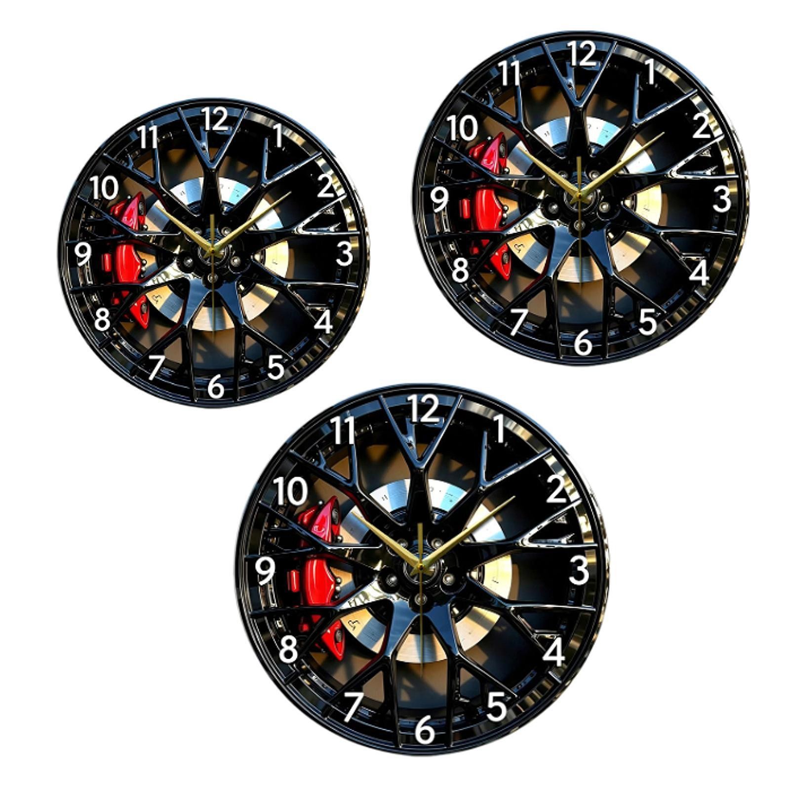 Car Wheel Wall Clock Silent Tire Rim Decor for Farmhouse Bedroom Living Room gallery