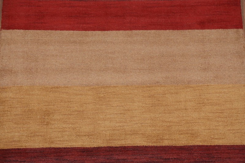 Multicolor Handmade Contemporary Wool Carpet Striped Modern Gabbeh Rug 4x6 Ft gallery